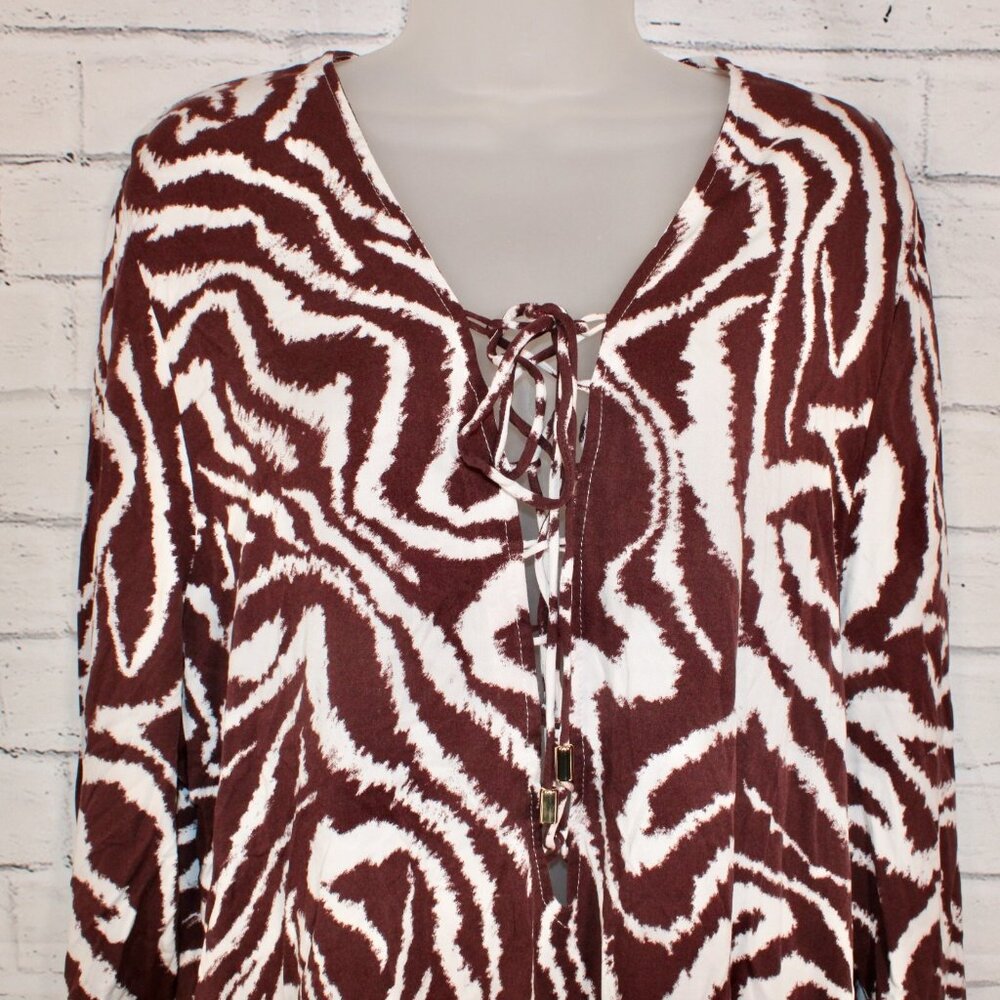La Blanca Plus Size 1X Fierce Lace-Up Tunic Zebra Animal Print Swim Coverup $144 - Picture 3 of 8